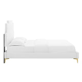 Lindsey Performance Velvet Queen Platform Bed White MOD-6703-WHI