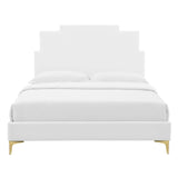 Lindsey Performance Velvet Queen Platform Bed White MOD-6703-WHI