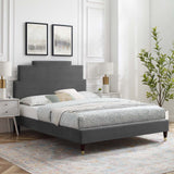 Lindsey Performance Velvet Queen Platform Bed Charcoal MOD-6704-CHA