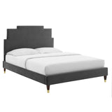 Lindsey Performance Velvet Queen Platform Bed Charcoal MOD-6704-CHA