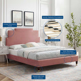 Lindsey Performance Velvet Queen Platform Bed Dusty Rose MOD-6704-DUS