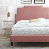 Lindsey Performance Velvet Queen Platform Bed Dusty Rose MOD-6704-DUS