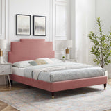 Lindsey Performance Velvet Queen Platform Bed Dusty Rose MOD-6704-DUS