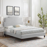 Lindsey Performance Velvet Queen Platform Bed Light Gray MOD-6704-LGR