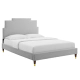 Lindsey Performance Velvet Queen Platform Bed Light Gray MOD-6704-LGR