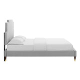 Lindsey Performance Velvet Queen Platform Bed Light Gray MOD-6704-LGR