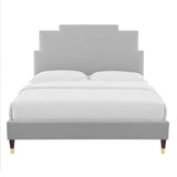 Lindsey Performance Velvet Queen Platform Bed Light Gray MOD-6704-LGR