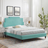 Lindsey Performance Velvet Queen Platform Bed Mint MOD-6704-MIN