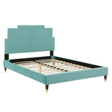 Lindsey Performance Velvet Queen Platform Bed Mint MOD-6704-MIN