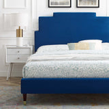 Lindsey Performance Velvet Queen Platform Bed Navy MOD-6704-NAV