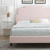 Lindsey Performance Velvet Queen Platform Bed Pink MOD-6704-PNK