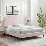 Lindsey Performance Velvet Queen Platform Bed Pink MOD-6704-PNK