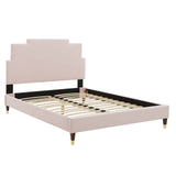 Lindsey Performance Velvet Queen Platform Bed Pink MOD-6704-PNK