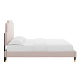 Lindsey Performance Velvet Queen Platform Bed Pink MOD-6704-PNK