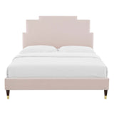 Lindsey Performance Velvet Queen Platform Bed Pink MOD-6704-PNK