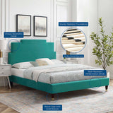 Lindsey Performance Velvet Queen Platform Bed Teal MOD-6704-TEA