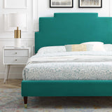 Lindsey Performance Velvet Queen Platform Bed Teal MOD-6704-TEA