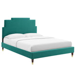 Lindsey Performance Velvet Queen Platform Bed Teal MOD-6704-TEA