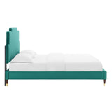 Lindsey Performance Velvet Queen Platform Bed Teal MOD-6704-TEA