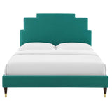 Lindsey Performance Velvet Queen Platform Bed Teal MOD-6704-TEA