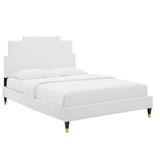 Lindsey Performance Velvet Queen Platform Bed White MOD-6704-WHI