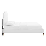 Lindsey Performance Velvet Queen Platform Bed White MOD-6704-WHI