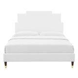 Lindsey Performance Velvet Queen Platform Bed White MOD-6704-WHI