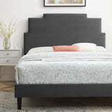 Lindsey Performance Velvet Queen Platform Bed Charcoal MOD-6705-CHA