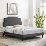 Lindsey Performance Velvet Queen Platform Bed Charcoal MOD-6705-CHA