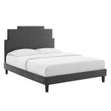 Lindsey Performance Velvet Queen Platform Bed Charcoal MOD-6705-CHA