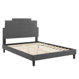 Lindsey Performance Velvet Queen Platform Bed Charcoal MOD-6705-CHA