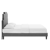 Lindsey Performance Velvet Queen Platform Bed Charcoal MOD-6705-CHA