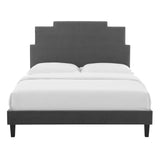 Lindsey Performance Velvet Queen Platform Bed Charcoal MOD-6705-CHA