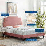 Lindsey Performance Velvet Queen Platform Bed Dusty Rose MOD-6705-DUS