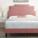 Lindsey Performance Velvet Queen Platform Bed Dusty Rose MOD-6705-DUS