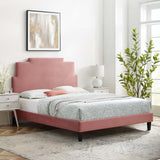 Lindsey Performance Velvet Queen Platform Bed Dusty Rose MOD-6705-DUS