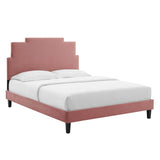 Lindsey Performance Velvet Queen Platform Bed Dusty Rose MOD-6705-DUS