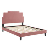 Lindsey Performance Velvet Queen Platform Bed Dusty Rose MOD-6705-DUS