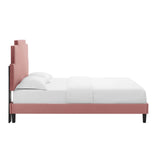 Lindsey Performance Velvet Queen Platform Bed Dusty Rose MOD-6705-DUS