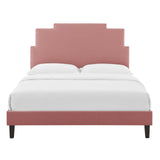 Lindsey Performance Velvet Queen Platform Bed Dusty Rose MOD-6705-DUS