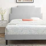 Lindsey Performance Velvet Queen Platform Bed Light Gray MOD-6705-LGR