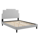 Lindsey Performance Velvet Queen Platform Bed Light Gray MOD-6705-LGR