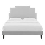 Lindsey Performance Velvet Queen Platform Bed Light Gray MOD-6705-LGR