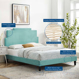 Lindsey Performance Velvet Queen Platform Bed Mint MOD-6705-MIN