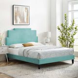 Lindsey Performance Velvet Queen Platform Bed Mint MOD-6705-MIN