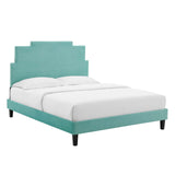 Lindsey Performance Velvet Queen Platform Bed Mint MOD-6705-MIN