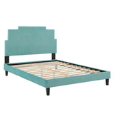 Lindsey Performance Velvet Queen Platform Bed Mint MOD-6705-MIN