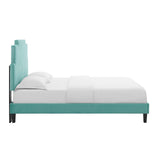 Lindsey Performance Velvet Queen Platform Bed Mint MOD-6705-MIN