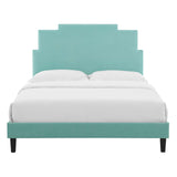 Lindsey Performance Velvet Queen Platform Bed Mint MOD-6705-MIN