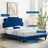 Lindsey Performance Velvet Queen Platform Bed Navy MOD-6705-NAV